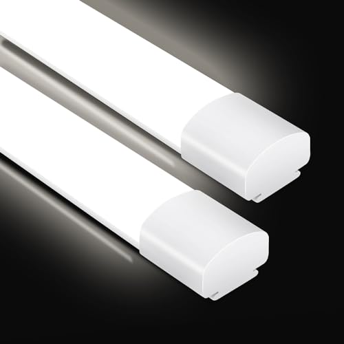 2er LED Feuchtraumleuchte 60CM, Deckenleuchte LED Röhre 20W 2200LM, IP65 Kellerleuchte, Wasserfest Feuchtraumlampe Wannenleuchte für Keller Werkstatt Garage Küche Bad Büro, Neutralweiß 4000K von IEGLED