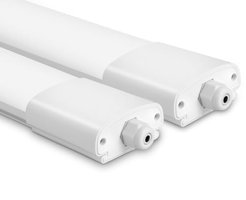 IEGLED 2er Pack LED Feuchtraumleuchte 150CM, 4000K Neutralweiß Deckenlampe LED mit Wasserfest IP65, LED Feuchtraumlampe als Küchenlampe, Kellerlampe LED, Werkstattlampe LED von IEGLED
