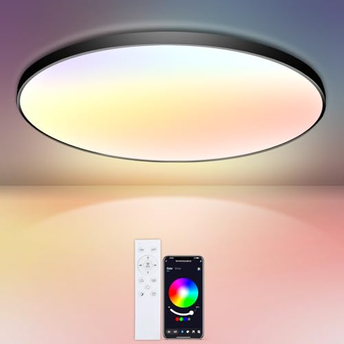 IEGLED 3 Stück LED Deckenleuchte mit Fernbedienung 24W,Modern Deckenlampe mit APP-Steuerung, Schlafzimmerlampe 2700K-6500K Dimmbar,Wohnzimmerlampe mit Farbwechsel,Ø30CM IEGLED 3 Stück LED Deckenleuchte mit Fernbedienung 24W,Modern Deckenlampe mit APP-Steuerung, Schlafzimmerlampe 2700K-6500K Dimmbar,Wohnzimmerlampe mit Farbwechsel,Ø30CM von IEGLED