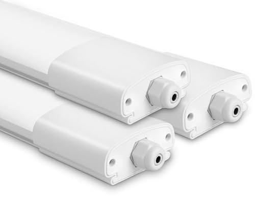 IEGLED 3er Pack LED Feuchtraumleuchte 90CM, 30W 3300LM Feuchtraumleuchte LED mit 4000K Neutralweiß, IP65 Wasserfest Deckenleuchte Flach, Lampe als Garagenlampe, Werkstattlampe von IEGLED