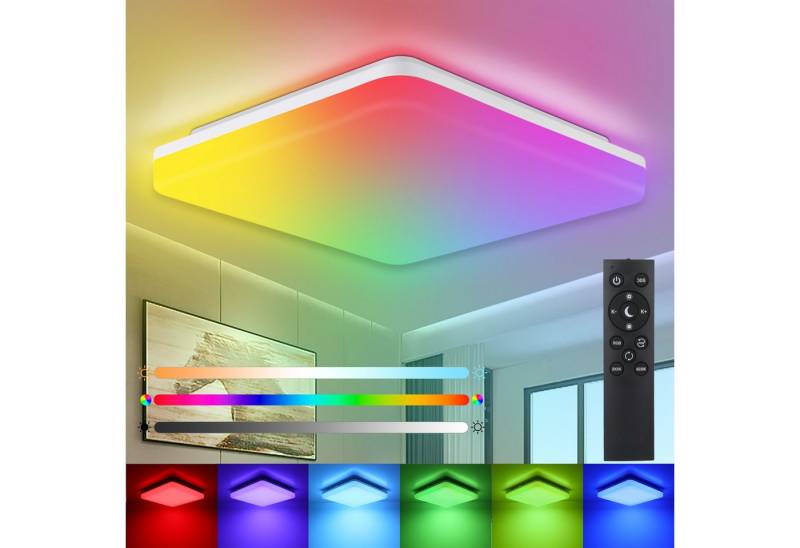 IEGLED LED Deckenleuchte Dimmbare Deckenlampe, 36W, 3600LM, IP54, Farbwechsel, RGB mit 7 Lichtfarben, Energieeffizient, Wasserdicht, Dimmbar, Einstellbare Farbtemperatur von IEGLED