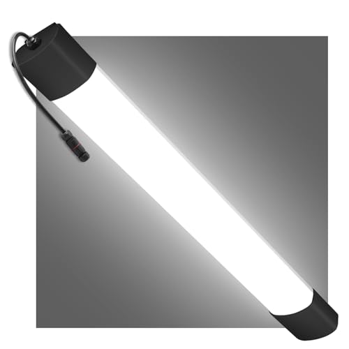 IEGLED Led Feuchtraumleuchte 60CM mit 20W 4000k Neutralweiß 2200LM, Deckenleuchte Feuchtraum Flach Wasserfest IP65 Wannenleuchte Werkstattlampe für Keller Garage, Schwarz von IEGLED