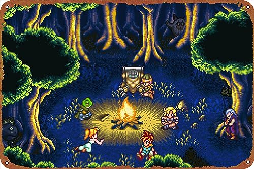 Chrono-Trigger Lagerfeuer-Poster, Blechschild, Vintage-Wandschild, Dekoration, 20,3 x 30,5 cm von IEITB