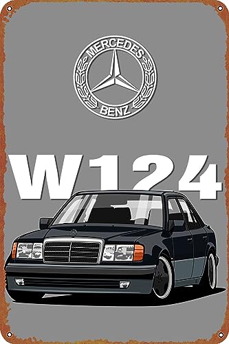 Mercedes W124 graues Poster, Metall-Blechschild, Wanddekoration, Retro-Kunst-Dekor, Metallschild, Kunst, 20,3 x 30,5 cm von IEITB