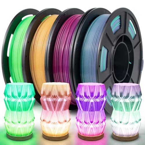 IEMAI PETG-Filament, 1,75 mm, Farbverlauf, durchscheinend, PETG 3D-Drucker-Filament, 4 x 250 g Spulen-Set, Gelbgrün/Rosa, Gelb/Rosa, Violett/Grün, Lila von IEMAI