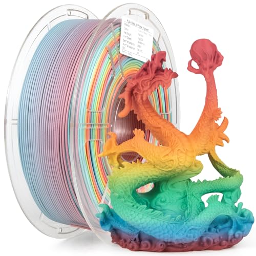 IEMAI Hohe Geschwindigkeit Regenbogen Matte PLA+ Filament, High Speed 3D Drucker Filament, Mehrfarbig Filament Matte PLA+ 1.75mm, Maßgenauigkeit +/- 0,02 mm, 1Kg Spool Matte PLA+ Regenbogen von IEMAI