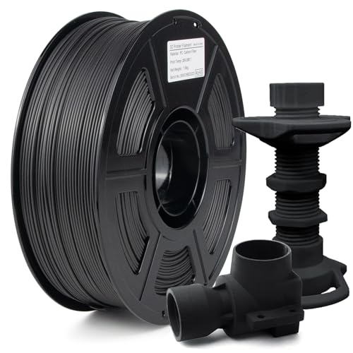 IEMAI Kohlefaser Polycarbonat Filament 1Kg, Schwarz PC CF 3D Drucker Filament 1.75mm Mit 20% Carbon Fibre, Maßgenauigkeit +/- 0,02 mm von IEMAI