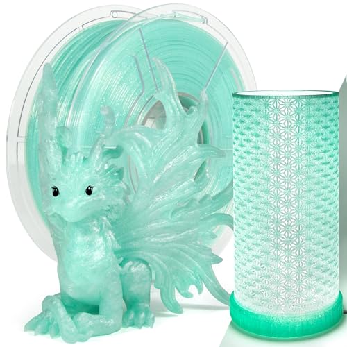 IEMAI PLA Filament 1,75mm 1Kg, Glitzer Transparent PLA Mintgrün 3D Drucker Filament, Maßgenauigkeit +/- 0,02 mm von IEMAI