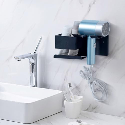 IEMIEBSHA Fönhalterung Wandmontage, Multifunktions-Haarstyling-Pflege-Tool-Organisator, Selbstkleber-Fön-Rahmenhalterung Platz sparen Badezimmer-Speicherhalter von IEMIEBSHA