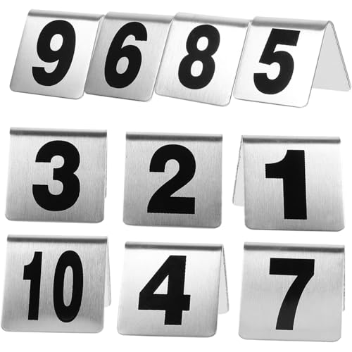 10er-Set Tischnummern im Zeltstil, Nummernschild für reservierte Tische, Tischnummernständerkarte für Restauranttische aus Edelstahl mit 1–100, perfekt für Bankette, Partys, Hochzeitsempfänge (1–10) 10er-Set Tischnummern im Zeltstil, Nummernschild für reservierte Tische, Tischnummernständerkarte für Restauranttische aus Edelstahl mit 1–100, perfekt für Bankette, Partys, Hochzeitsempfänge (1–10) von IEOWY