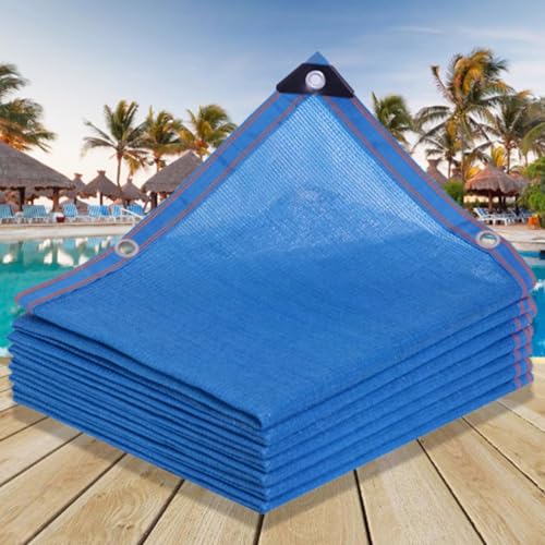 Blaues Sonnensegel – Doppellagiges Schattennetz, 90% Sonnenschutz, UV-beständige Netzplane für Gewächshauspflanzen, Schattennetz, geklebter Rand mit Ösen [5 m x 11 m] für den Außenbereich von IEOWY