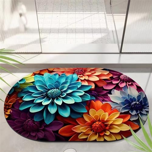 IEOWY Badezimmerteppich Absorbierender Badteppich, Badematte Stein Badematten Badvorleger rutschfest Waschbar, Badezimmer Teppiche 40x60cm Kleiner Teppich, Schnelltrocknende DüNner Deko, Farbenfroh von IEOWY