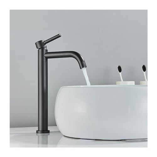 Moderner Badezimmer-Wasserhahn aus gebürstetem Gold für Waschbecken, grauer Waschtisch-Wassermischhahn mit Warm- und Kaltwassersteuerung, stilvoller schwarzer Waschtisch-Wasserhahn für Badezimmer von IEOWY