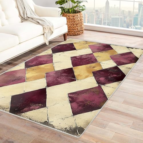 IEPOZWA 3D Optik Teppich in Abstraktem Stil Ziegelmuster Unverzichtbare FußMatte FüR Teenager Und Kinder Wohnzimmer, Geeignet FüR Schlafzimmer E-Sport Zimmer(Rot)-210x270cm von IEPOZWA