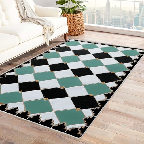 IEPOZWA Abstrakter Teppich mit Geometrischem 3D Design Rautenmuster Mit Kurzem Flor, Waschbar, Weich, Für Häufige Nutzung, Indoor(Weiß)-150x180cm von IEPOZWA