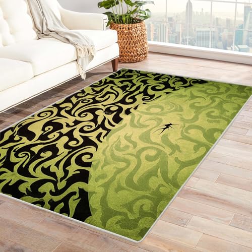 IEPOZWA Abstrakter Unregelmäßiger Wellen Teppich Flüsse Waschbar, Schnelltrocknend, Weiche Textur, Für Wohnraum, Büro, Küche, Langlebig(Grün)-150x180cm von IEPOZWA