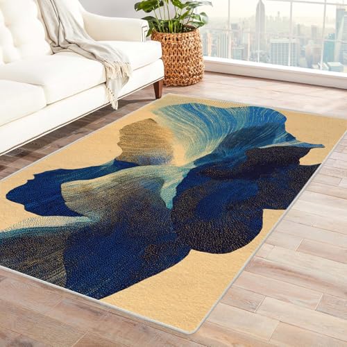 IEPOZWA Abstrakter Unregelmäßiger Wellen Teppich Lila Nebel FüRs Wohnzimmer Schlafzimmer Jugendzimmer Waschbar rutschfeste Teppiche Waschbar Teppich Modern(Braun)-120x180cm von IEPOZWA