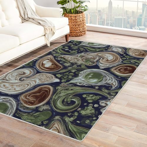 IEPOZWA Abstrakter Wellenteppich in Lebhaften Farben Paisley Für Wohnzimmer, Schlafzimmer, Küche, Anti-Rutsch Rückseite, Dicke, Pflegeleicht(Grün)-180x240cm von IEPOZWA