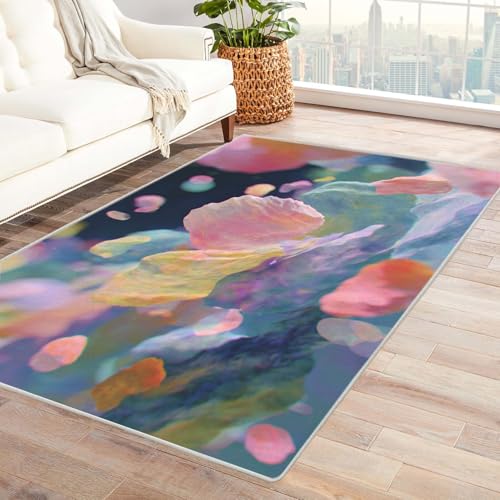 IEPOZWA Abstrakter Wellenteppich in Lebhaften Farben SteinschläGe Unverzichtbare FußMatte FüR Teenager Und Kinder Wohnzimmer, Geeignet FüR Schlafzimmer E-Sport Zimmer(Rosa)-210x300cm von IEPOZWA