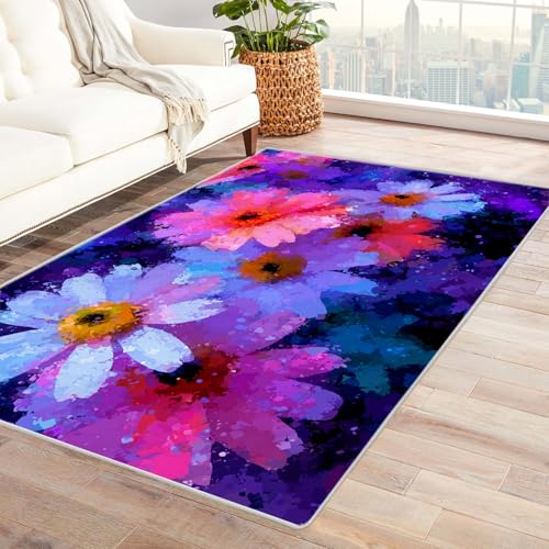 IEPOZWA Abstraktes Design Teppich mit Wellenmuster BlüTen Leicht reinigbar fusselfrei haustierfreundlich für Wohnbereich(Lila)-180x240cm von IEPOZWA