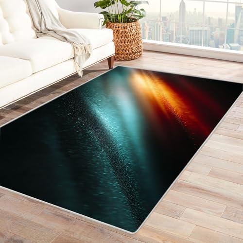 IEPOZWA Abstraktes Design Teppich mit Wellenmuster Heiligenschein Mit Kurzem Flor, Waschbar, Weich, Für Häufige Nutzung, Indoor(GrüN)-210x270cm von IEPOZWA
