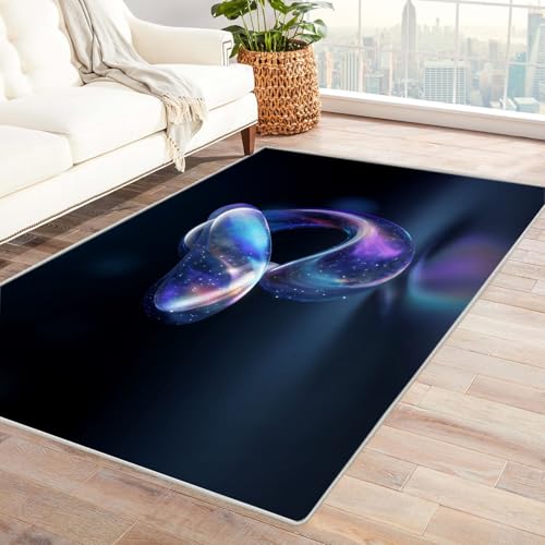 IEPOZWA Abstraktes Design Teppich mit Wellenmuster Ozean Waschbar, Schnelltrocknend, Weiche Textur, Für Wohnraum, Küche(Blau)-120x150cm von IEPOZWA