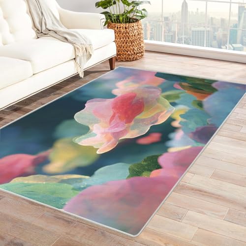 IEPOZWA Abstraktes Design Teppich mit Wellenmuster Wolke FußMatte Personalisiert Dekoration Spiel Schlafzimmer äSthetischer Weicher Dekoteppich Waschbar(Rosa)-150x180cm von IEPOZWA
