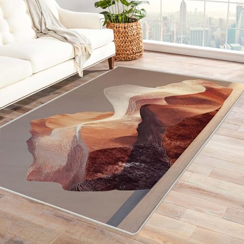 IEPOZWA Abstraktes Wellen Design in Mehrfarbig Falscher Stein Teppich Bunt,rutschfest Bodenmatte, Waschbar, FüR Schlafzimmer Wohnzimmer BüRo Garten Balkon Küche(Lila)-180x240cm von IEPOZWA
