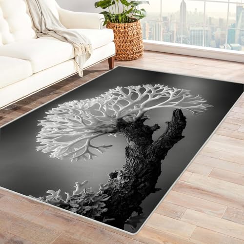 IEPOZWA BläTterpilz Teppich Bunt FüRs Wohnzimmer Schlafzimmer Küche Jugendzimmer Waschbarer Teppiche rutschfeste Bodenmatte(Grau)-240x300cm von IEPOZWA