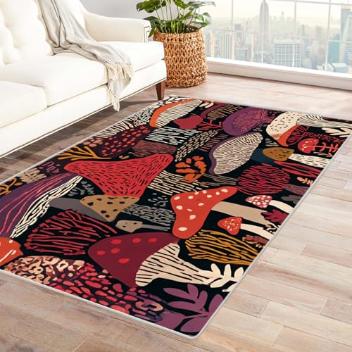 IEPOZWA Elegant Schlichter Pflanzenteppich Champignons Mit Kurzem Flor, Waschmaschinengeeignet, Weich, Für Hohe Frequentierung(Mehrfarbig)-240x300cm von IEPOZWA