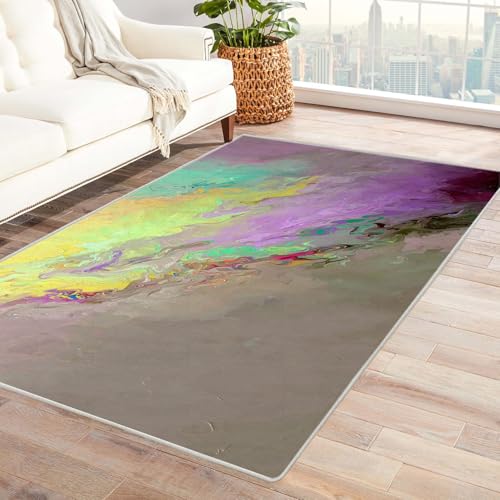 IEPOZWA Farbenfroher Abstrakter Wellen Teppich Lack FüRs Wohnzimmer Schlafzimmer Jugendzimmer Waschbar rutschfeste Teppiche Waschbar Teppich Modern(Farbe)-210x270cm von IEPOZWA