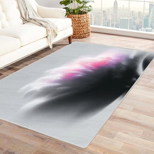 IEPOZWA Farbenfroher Abstrakter Wellen Teppich Rosa Blumen Für Eingangsbereich, Wohnraum, Büro, rutschfest, Dicke, Leicht Zu Reinigen(Rosa)-90x150cm von IEPOZWA
