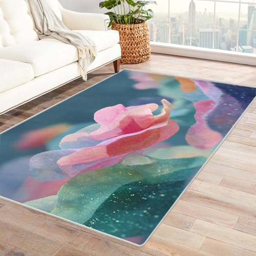 IEPOZWA Farbenfroher Unregelmäßiger Wellen Teppich Steine FüRs Wohnzimmer, Schlafzimmer, Jugendzimmer Waschbar Dekor rutschfeste Waschbarer Teppiche Modern(Rosa)-180x270cm von IEPOZWA