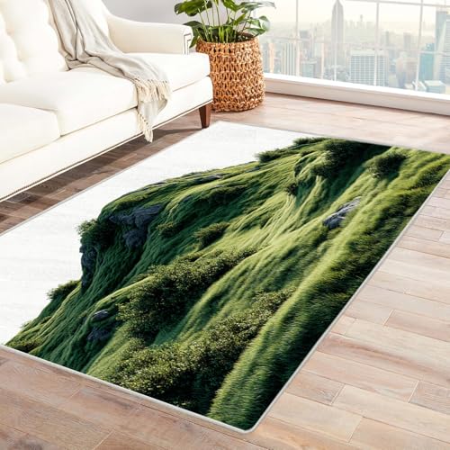 IEPOZWA Farbenfrohes Abstraktes Wellen Design Teppich HüGel Mit Kurzem Flor, Waschmaschinengeeignet, Weich, Für Häufige Nutzung, Indoor, Vielseitig(GrüN)-150x180cm von IEPOZWA