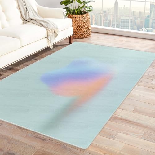IEPOZWA Farbenfrohes Abstraktes Wellen Design Teppich Kleiner BäR Für Wohnzimmer, Schlafzimmer, Küche, Anti-Rutsch Rückseite, Dicke, Langlebig(Weiß)-150x180cm von IEPOZWA
