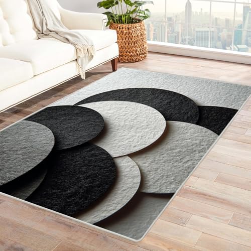 IEPOZWA Farbenfrohes Abstraktes Wellen Design Teppich Unterwasser-Vulkan rutschfeste Waschbare Matte für Wohnzimmer Büro Schlafzimmer Hochbelastbar(Rosa)-150x240cm von IEPOZWA
