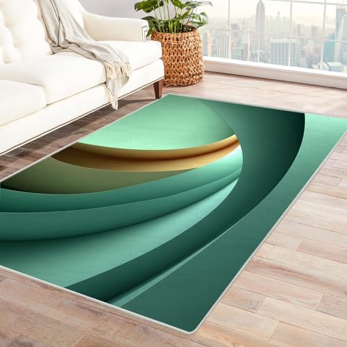 IEPOZWA Fest Waschbarer Teppiche Rutschfester 3D Gedruckter Bodenteppich FüR Jungen MäDchen Teenager(GrüN)-90x150cm von IEPOZWA