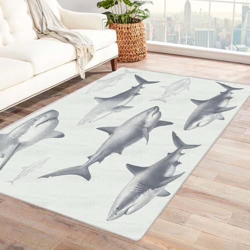 IEPOZWA Garten- und Waldmotiv Teppich mit weichem Flor Hai Waschbar, Schnelltrocknend, Weich, Staubresistent, Für Wohnraum, Arbeitszimmer(Asche)-240x300cm von IEPOZWA