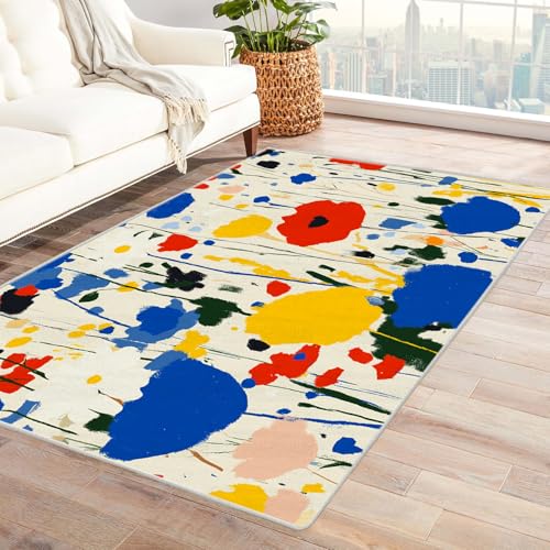 IEPOZWA Gartenmotiv Teppich für Wohnbereich BlüTen FußMatte Personalisiert Dekoration Spiel Schlafzimmer äSthetischer Weicher Dekoteppich Waschbar(Rot)-150x180cm von IEPOZWA