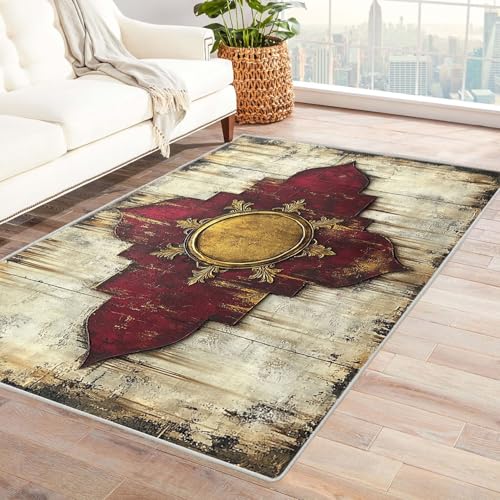 IEPOZWA Ikat Boho Teppich Persisches Design Vintage Rot rutschfeste Waschbare Matte für Wohnzimmer Büro Schlafzimmer Hochbelastbar(Brown)-240x300cm von IEPOZWA