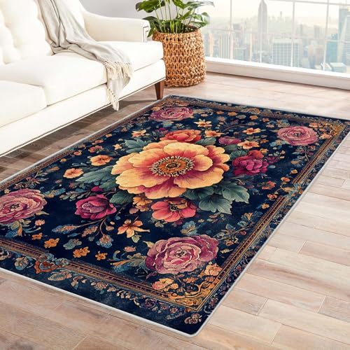 IEPOZWA Ikat Streifen Teppich Modern Landhausstil Rustikal Bunt rutschfeste Waschbare Matte für Wohnzimmer Büro Schlafzimmer Hochbelastbar(Multi)-150x210cm von IEPOZWA