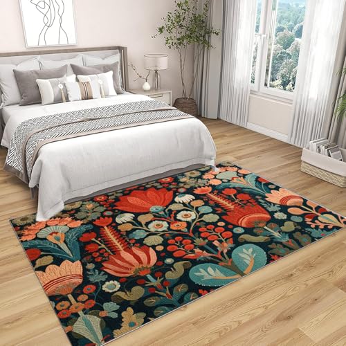 IEPOZWA Ikat Streifen Teppich Modern Landhausstil Rustikal Hohe Sättigung rutschfeste Waschbare Matte für Wohnzimmer Büro Schlafzimmer Hochbelastbar(Green)-120x150cm von IEPOZWA