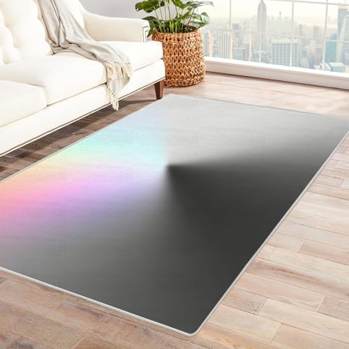 IEPOZWA Mehrfarbiger Abstrakter Wellen Teppich Farbiges Licht Waschbarer Teppiche Rutschfester 3D Gedruckter Bodenteppich FüR Jungen MäDchen Teenager(Mehrfarbig)-210x300cm von IEPOZWA