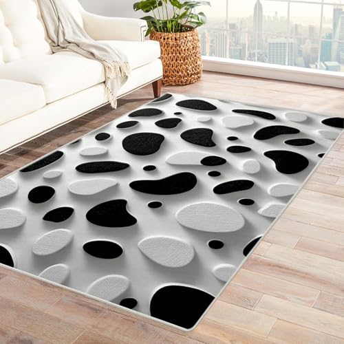 IEPOZWA Mehrfarbiger Wellenmuster Teppich Modern Decoupage rutschfest waschbar strapazierfähig für Wohnzimmer Schlafzimmer Büro Flur Esszimmer(Weiß)-210x300cm von IEPOZWA