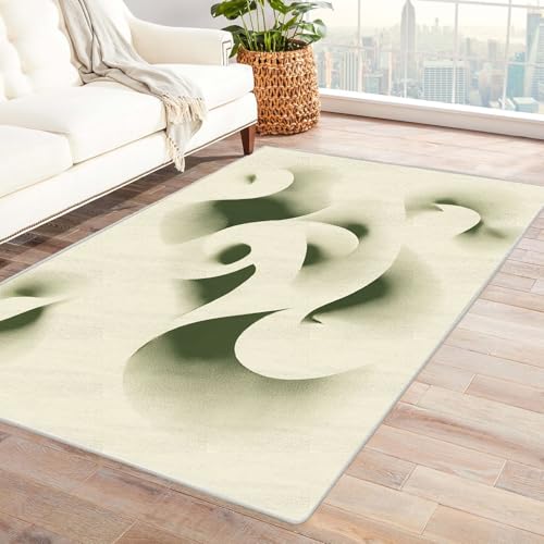 IEPOZWA Mehrfarbiger Wellenmuster Teppich Modern Linien Waschbar, Schnelltrocknend, Weiche Textur, Für Wohnzimmer, Küche(Weiß)-210x270cm von IEPOZWA