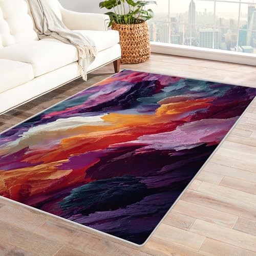 IEPOZWA Moderner Farbblock Teppich mit Unregelmäßigem Design Pigment Wasserfest schnell trocknend Outdoor geeignet für Garten Partyzelt Camping Boot(Mehrfarbig)-120x180cm von IEPOZWA