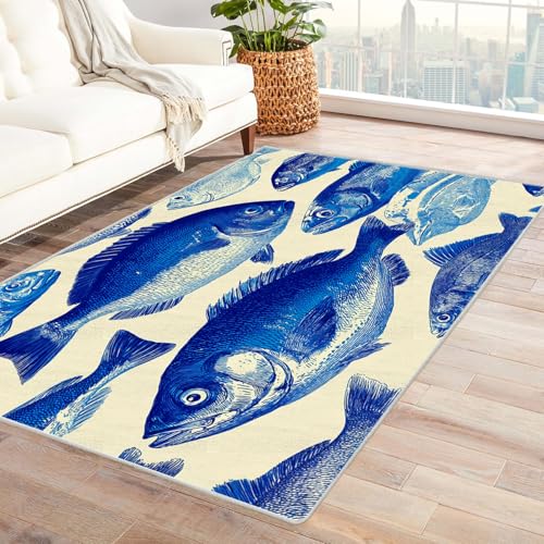 IEPOZWA Natürliche Landschaftsteppiche mit kurzem Flor MeeresschildkröTe Mit Kurzem Flor, Waschbar, Weich, Für Hohe Frequentierung(Weiß)-60x90cm von IEPOZWA