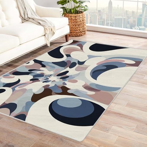 IEPOZWA Pantoffeltierchen Waschbarer Teppiche Rutschfester 3D Gedruckter Bodenteppich FüR Jungen MäDchen Teenager(Weiß)-150x180cm von IEPOZWA