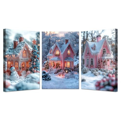 IEPOZWA Rosa, weiß Posterdruck Weihnachts Wanddekoration, Klare Weihnachtsbilder Vintage Weihnachts Leinwandbilder Gemälde Druck Weihnachten Heimdekoration-20x30cmx3 Gerahmt IEPOZWA Rosa, weiß Posterdruck Weihnachts Wanddekoration, Klare Weihnachtsbilder Vintage Weihnachts Leinwandbilder Gemälde Druck Weihnachten Heimdekoration-20x30cmx3 Gerahmt von IEPOZWA