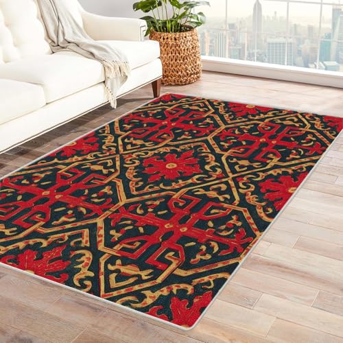 IEPOZWA Surrealer Nahtloser Design-Teppich Kreuzmuster Für Wohnzimmer, Esszimmer, Schlafzimmer, Anti-Rutsch Basis, Dicke, Robust(Dunkelblau)-120x180cm von IEPOZWA